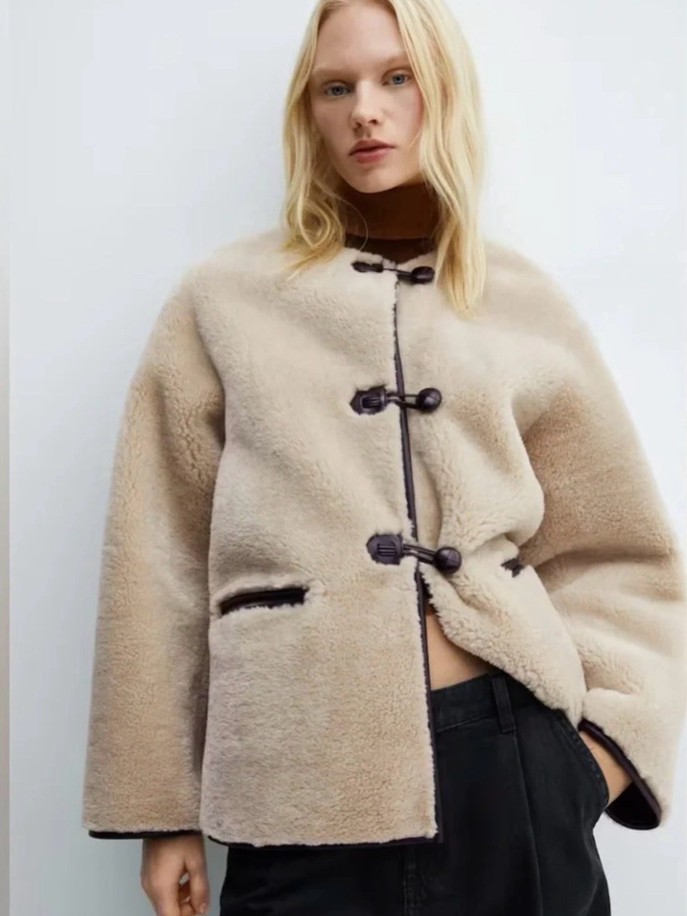 Mango Shearling Toggle Jacket
